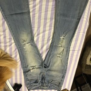 American eagle bell bottom ripped jeans